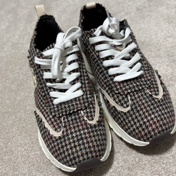 Tory Burch Black and White Plaid Sneakers - Picture 4 of 5